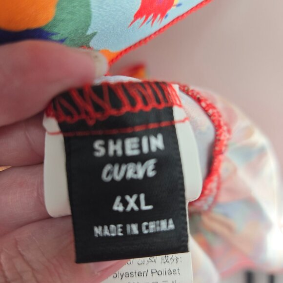 Shein Curve Vibrant Multi-Color Floral Midi Ruffled Tie Front Dress 4xl - Picture 11 of 11